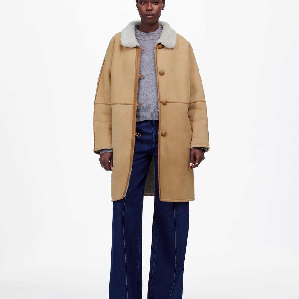 Madewell Suede Oversized Long Jacket (Shearling Coat) Size M NWD $950 NT638 - Picture 3 of 16
